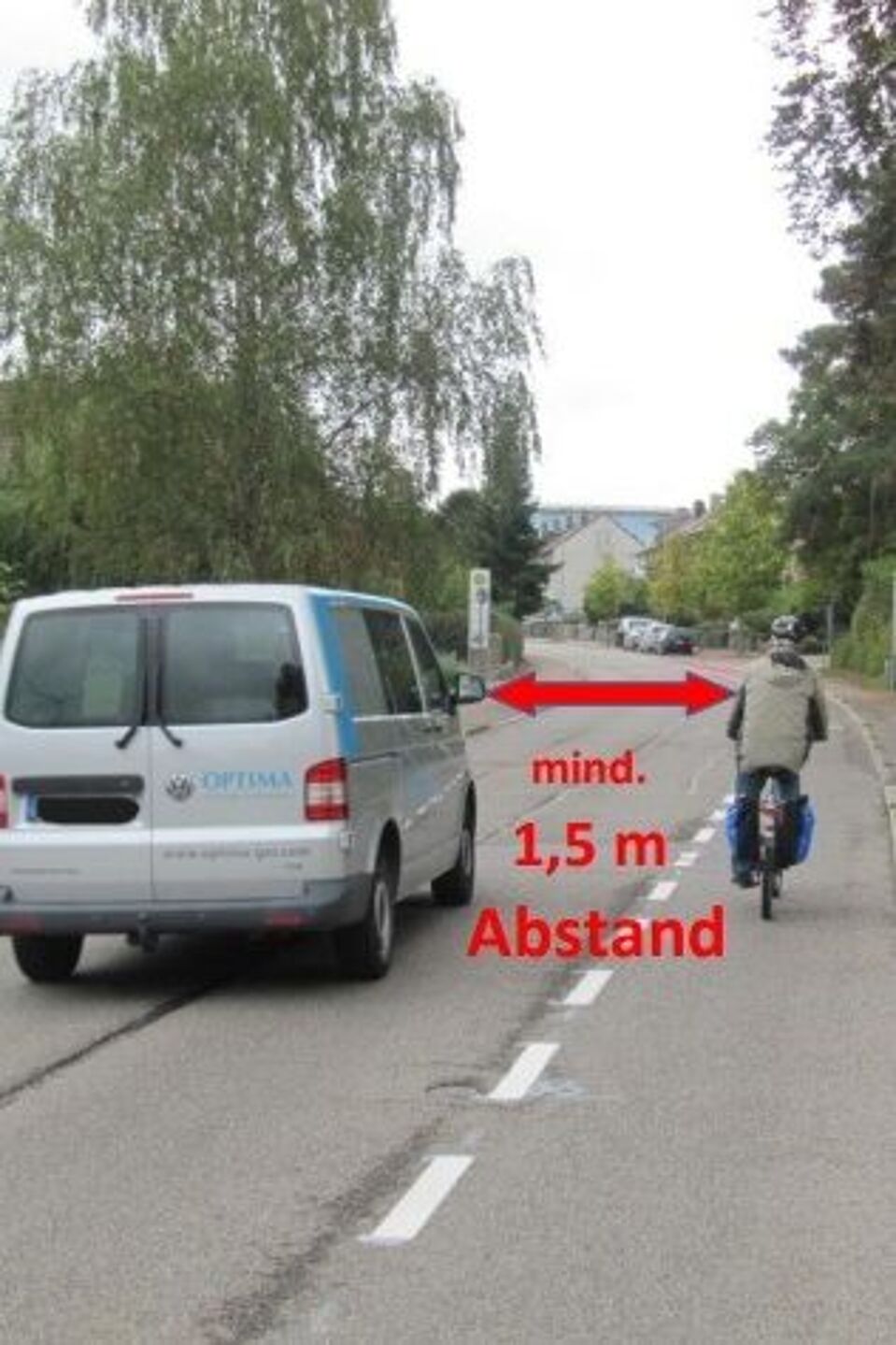 Schutzstreifen - Sicherheitsabstand Abstand halten auch bei Schutzstreifen