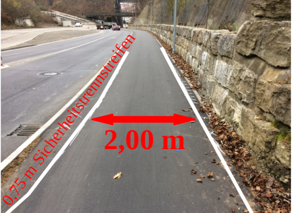 Fahrbahnbreite Radweg Stuttgarter Straße nicht ausreichend