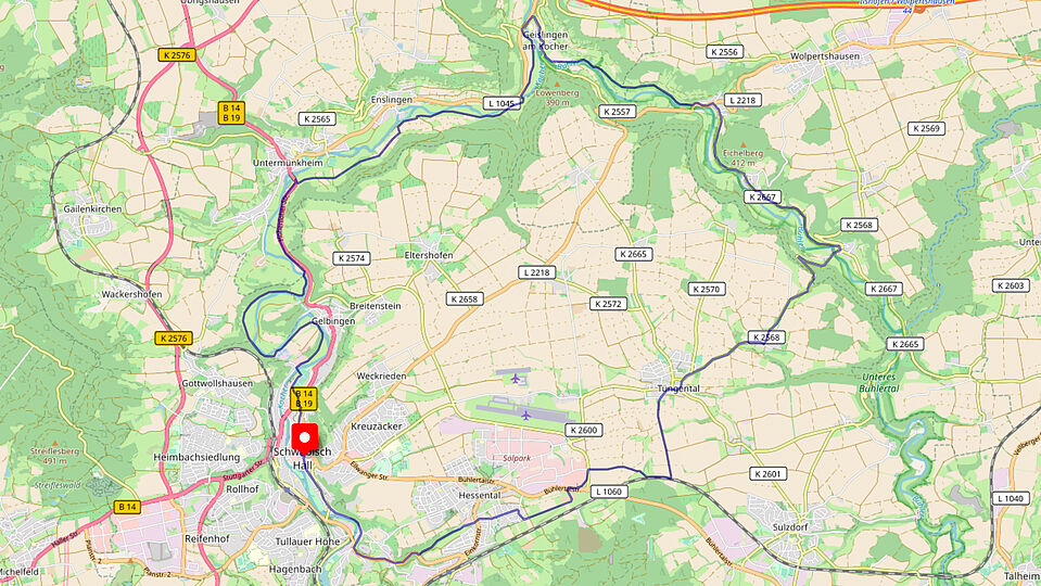 Radtour Bühler - Kocher Radtour Schwäbisch Hall-Bühler-Kocher-Schwäbiisch Hall