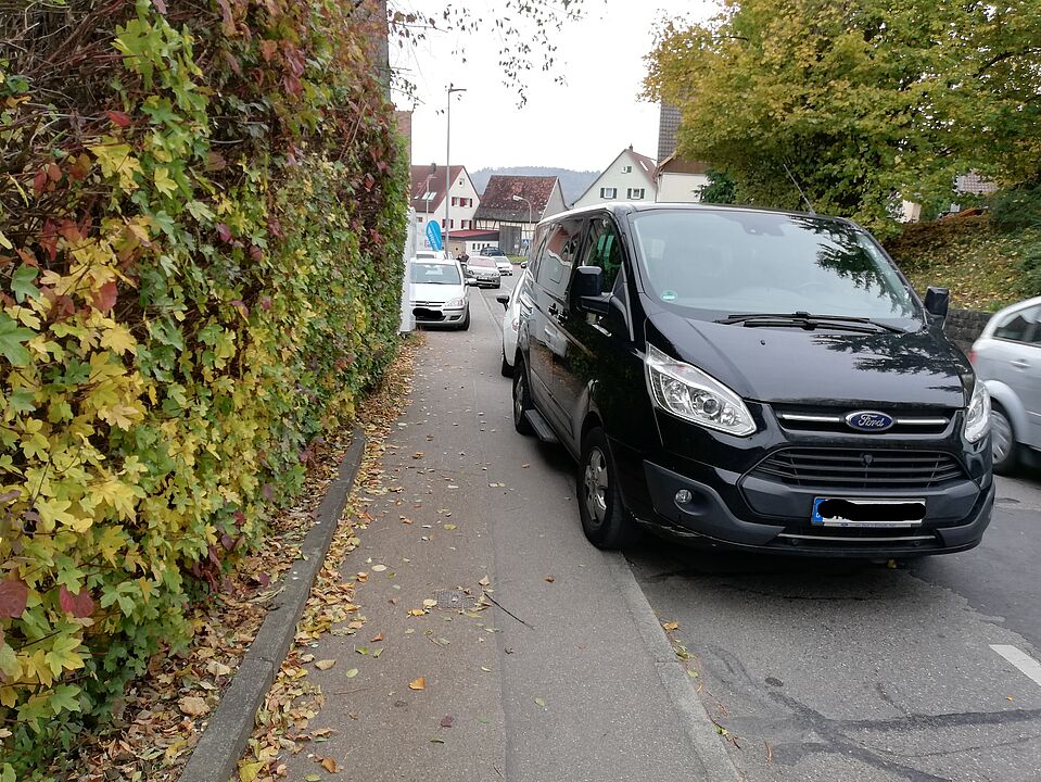 Schutzstreifen zugeparkt Ordnungsamt muss kontrollieren.